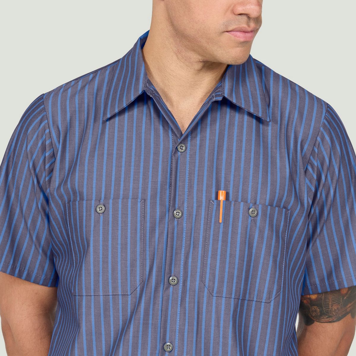 Red Kap Men's Short Sleeve Industrial Stripe Work Shirt - thumbnail 7