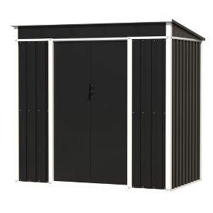AOBABO Metal Outdoor Utility Tool Storage Shed with Roof Slope Design, Door and Lock for Backyards, Gardens, Patios and Lawns - 1 of 4