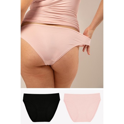 Smart & Sexy Women's Stretchiest Ever Bikini Panty 2 Pack Blushing  Rose/black Hue L/xl : Target