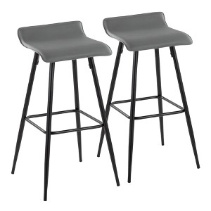 30" Contemporary Bar Stool with Faux Leather Upholstered Seat and Metal Base for Kitchen, Dining, and Home Bar, Set of 2 - 1 of 4
