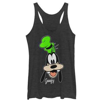 Women's Mickey & Friends Retro Minnie Mouse Big Face Racerback Tank Top  White Heather Small 