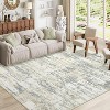 9x12 Beige Modern Abstract Rug,Washable Low-Pile Non-Slip Throw Carpet, Foldable Non-Shedding Floor Mat for Living Room, Bedroom, Nursery, Apartment - 2 of 4