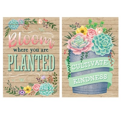 Rustic Bloom Motivational Posters Set with Succulent Designs
