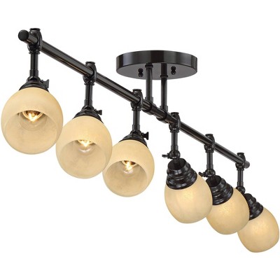 Elm Park 57.5" Bronze Track Light with Amber Glass Shades