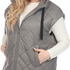 Plus Size Diamond Quilted Hooded Puffer Vest-White Mark - 4 of 4