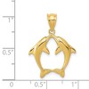 Black Bow Jewelry 14k Yellow Gold Kissing Dolphins Pendant - 4 of 4