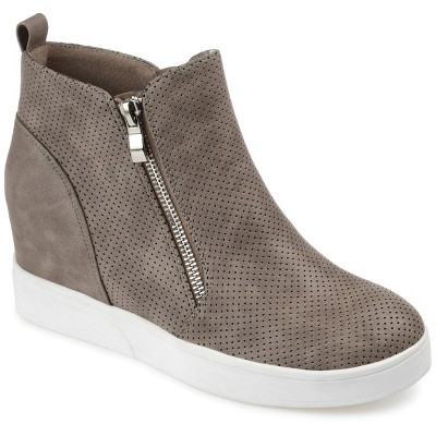 Journee Collection Womens Pennelope Round Toe Double Zip Wedge Sneakers