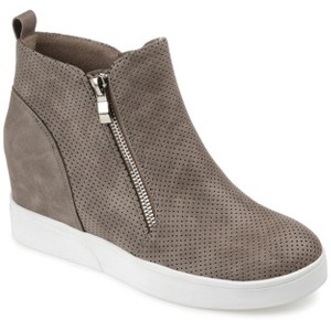 Journee Collection Womens Pennelope Round Toe Double Zip Wedge Sneakers - 1 of 4