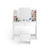 Makeup Vanity, Vanity Desk With Stools & 2 Drawers, LED Mirror And 10 Light Bulbs, 4 Open Storage Shelves, Dressing Table For Bedroom White - 2 of 4