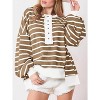 Imily Bela Women Color Block Waffle Knit Top Oversized Comfort  Casual Sweatshirt - 3 of 4