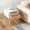 Tangkula 2PCS Wooden Nightstand Mid-Century End Side Table W/2 Storage Drawers Brown - 3 of 4