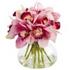 Nearly Natural Cymbidium Orchid Artificial Arrangement in Glass Vase, Orange - image 4 of 4