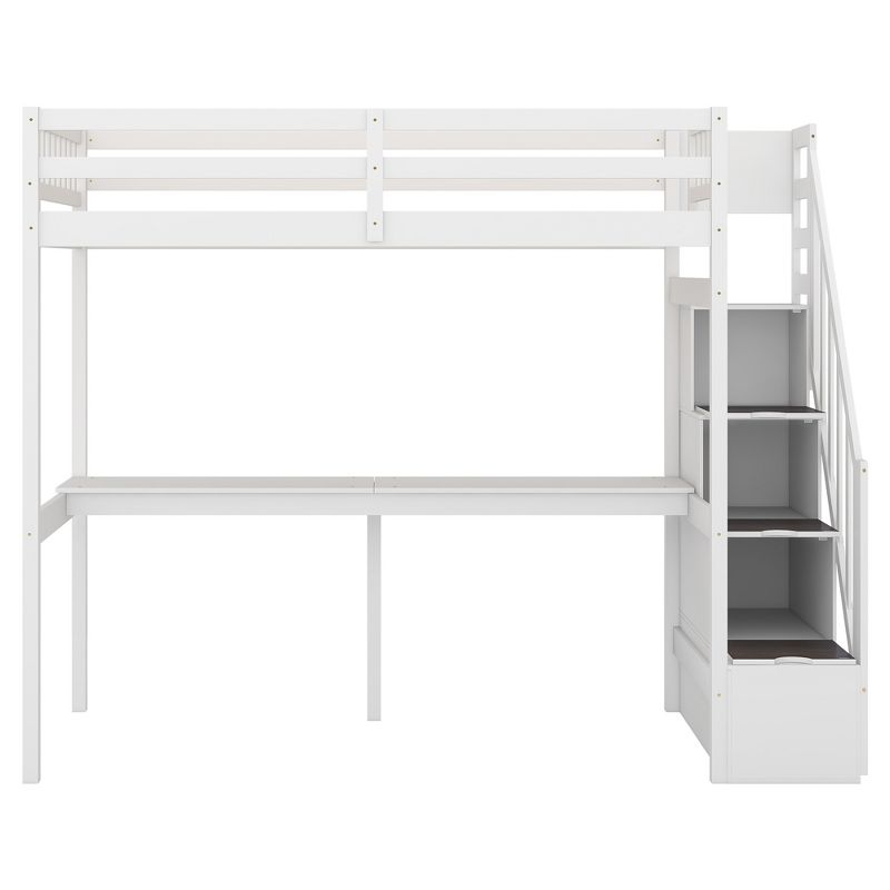 Twin Size Loft Bed with Storage Staircase and Built-in Desk-ModernLuxe, 5 of 11