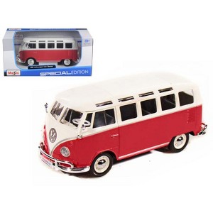Volkswagen Van Samba Bus Red and White 1/25 Diecast Model by Maisto - 1 of 4