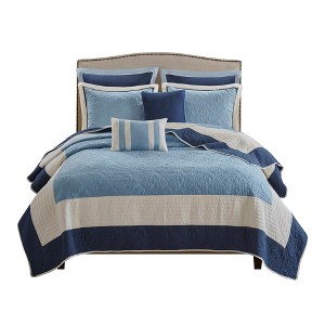 ChicFurnit Bedding Set Traditional Quilted Set with Euro Shams and Decorative Pillows for Elegant Home, Multicolored, 15.35"*17.72"*9.45" - 1 of 4