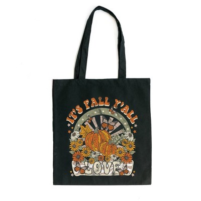City Creek Prints It's Fall Y'all Love Canvas Tote Bag - 15x16 - Black