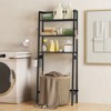 Costway Over The Toilet Storage Shelf 3-Tier Free Standing Above Toilet Rack Stand 2 Side HooksWhite/Black - 3 of 4
