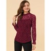 INSPIRE CHIC Women's Crochet Lace See-Through Ruffle Frill Neck Floral Elegant Blouse - 3 of 4