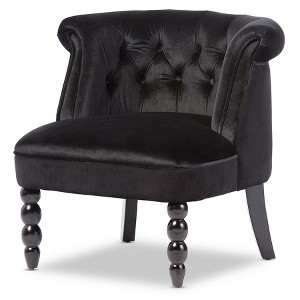 Flax Victorian Style Contemporary Velvet Fabric Upholstered Vanity Accent Chair - Black - Baxton Studio - 1 of 4