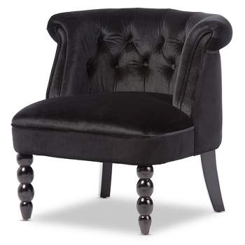 Flax Victorian Style Contemporary Velvet Fabric Upholstered Vanity Accent Chair - Black - Baxton Studio