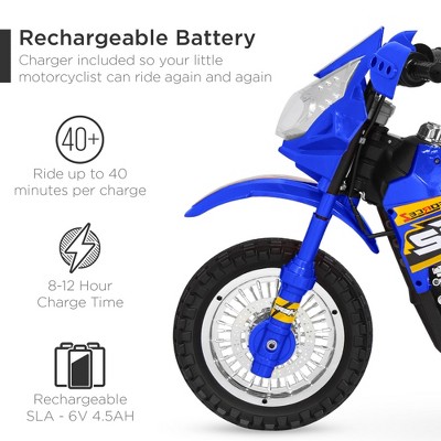 Blue 6V Kids Ride-On Motorcycle with Training Wheels