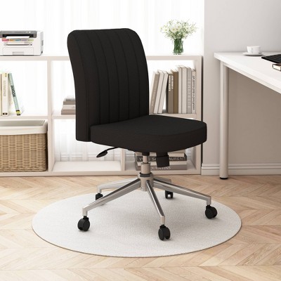 Black Boucle Fabric Swivel Task Chair with Chrome Base