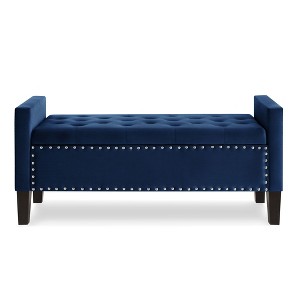 NicBex Modern 48" Storage Bench Velvet Accent Stools with Nailhead Trims and Armrests for Bedroom and Entryway - 1 of 4