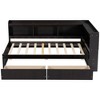 Twin Size Bed With L-shaped Bookcases, Pine Wood Platform Bed Frame With 2 Storage Drawers For Bedroom, No Spring Box Needed - 3 of 4