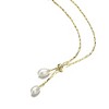 14K Gold Plated Y Necklace with Pearl and Cubic Zirconia Accents A Refined and Elegant Design that Blends Classic Pearls with Sparkling Cubic Zirconia - 3 of 3