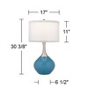 Possini Euro Design Modern Coastal Table Lamps 30 3/8" Tall Set of 2 Blue Glass White Drum Shade Decor for Bedroom Living Room - 4 of 4