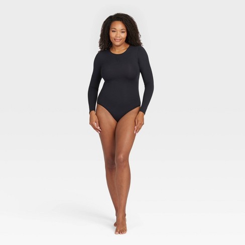 Assets By Spanx Women's Long Sleeve Thong Bodysuit - Black M : Target