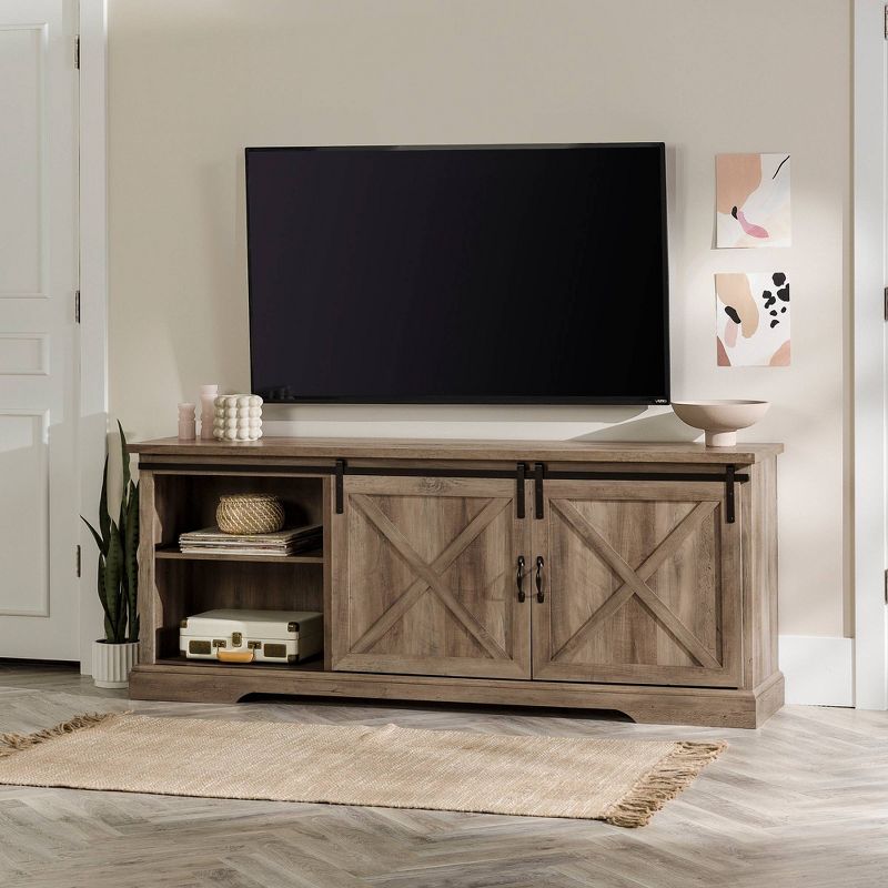Clarabelle Double Sliding X Barn Door TV Stand for TVs up to 80" - Saracina Home, 5 of 21