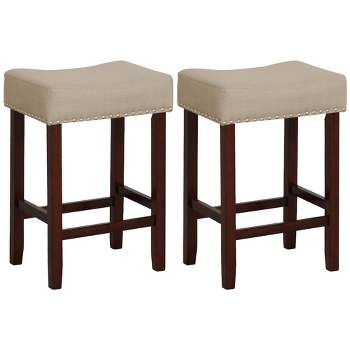 Costway Set of 2 Bar Stools Counter Height Saddle Kitchen Chairs with Wooden Legs