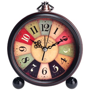 REGALWOVEN Metal Battery Powered Silent Vintage Desk Clock 5.9 x 5.1 x 2 Inches - 1 of 4