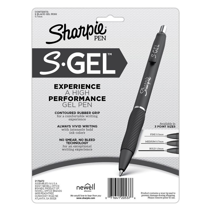 Sharpie 8ct S-Gel Pens Fashion White 0.7mm Black Ink, 5 of 6