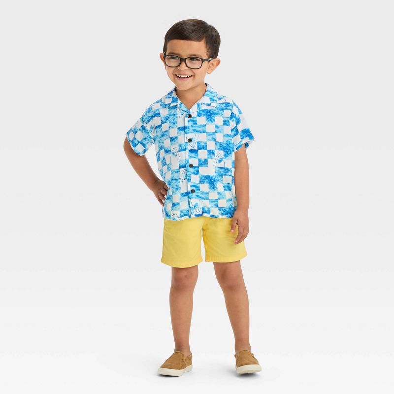Toddler Boys' Shark Challis Shirt - Cat & Jack™ Cream, 4 of 5