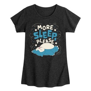 Girls' - Pokémon - Snorlax Nap All Day Sleep All Night Fitted Short Sleeve Graphic T-Shirt - 1 of 4