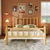 Rustic Style Queen/King Size Solid Pine Cylinder Construction Bed, Farmhouse Log Bed Frame Fits Mattress and Box Spring, Natural - ModernLuxe - 2 of 4