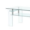 VYNXARIA Modern Rectangle Clear Glass Coffee Table with 2-Tier Storage - 3 of 4