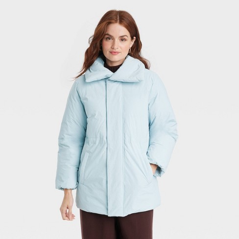 Ladies mid length puffer coat sale