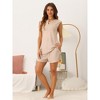 cheibear Women's Waffle Knit Sleeveless Tank Top and Shorts Pajama Sets - 2 of 4