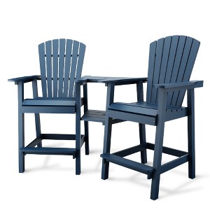Patio HDPE Adirondack Chairs, Outdoor Tall Seating, for Deck, Balcony, Backyard, Patio Bar Stool Chair, Blue - 1 of 4