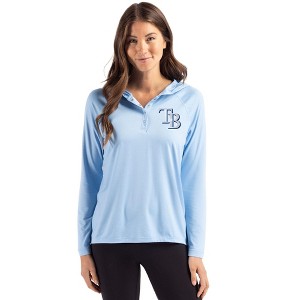 Tampa Bay Rays Cutter & Buck Coastline Epic Comfort Recycled Womens Hooded Shirt - 1 of 1