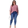 Agnes Orinda Women's Plus Size Swiss Dots Round Neck Petal Sleeve Casual Summer Blouse - 3 of 4