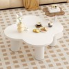 Modern Coffee Table Set of 2, Irregular Shape Coffee Table with Four Roman Column Legs and End Table with Glass Top for Living Room - 2 of 4