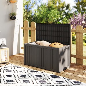 YARDGRACE large gallon resin deck box, lockable terrace indoor and outdoor storage box, waterproof storage box - 1 of 4
