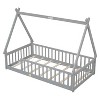 Whisen Full Tent-shaped Floor Bed with Guardrails & Door - 4 of 4