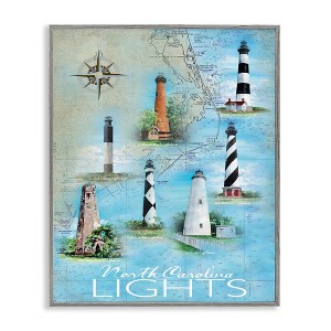 Stupell Industries North Carolina Lighthouses Map Black Framed Giclee Art - 1 of 4