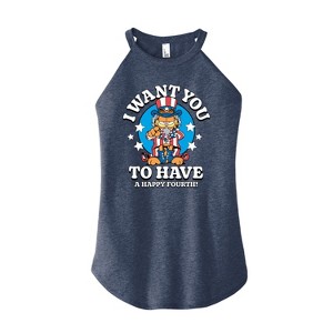 Women's - Garfield - Want You To Have A Happy Fourth Graphic High Neck Tank - 1 of 2