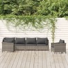 vidaXL 6 Piece Patio Lounge Set with Cushions Gray Poly Rattan - 2 of 4